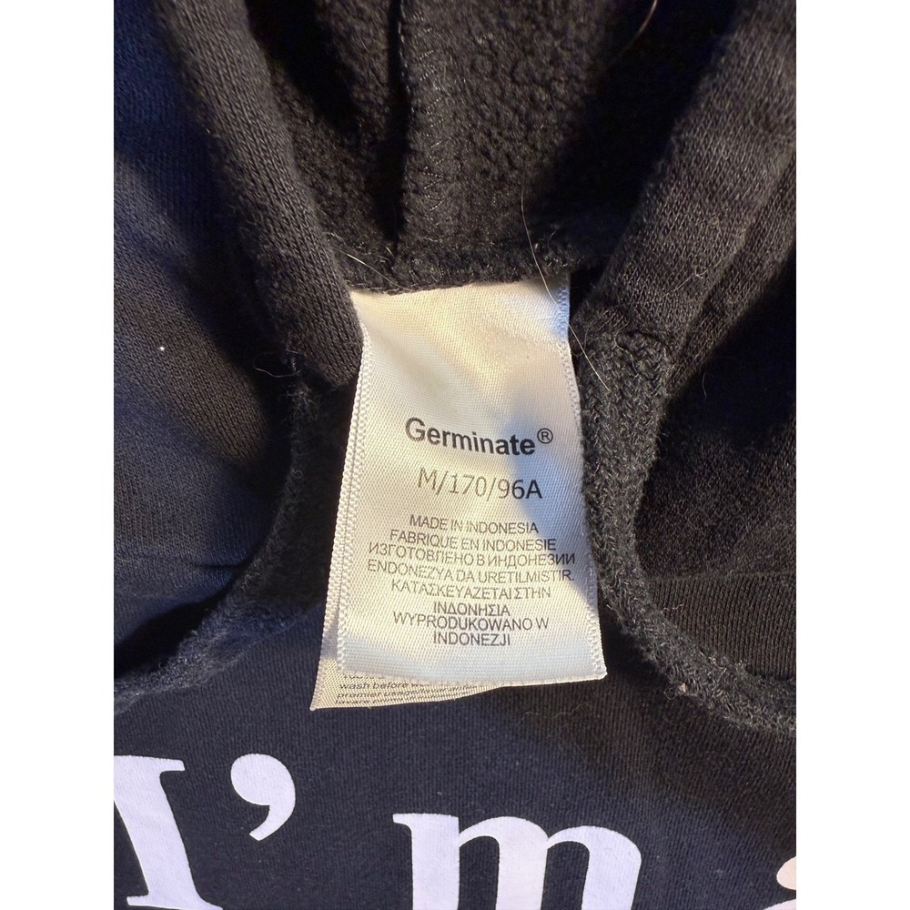 Germinate Black I'm a Cat Hoodie w/Ears Graphic Pullover Sweatshirt Medium-1022 - Picture 4 of 6